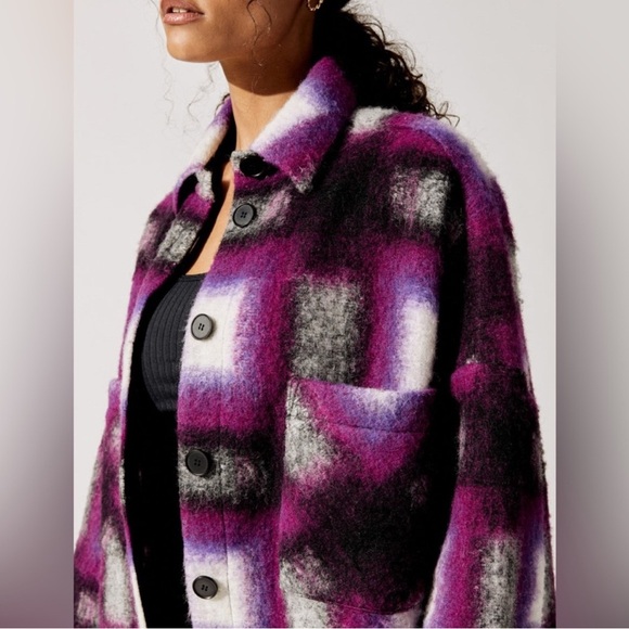 IRO Paris Harwel Plaid Shirt Jacket - Oversized wool blend - Picture 2 of 14